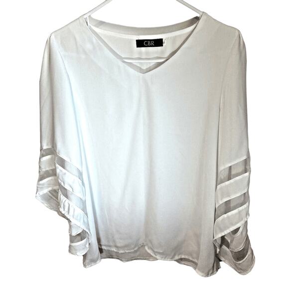 CBR white Shirt flutter Sleeves Womans Size Small Cotton Blend - Picture 1 of 9